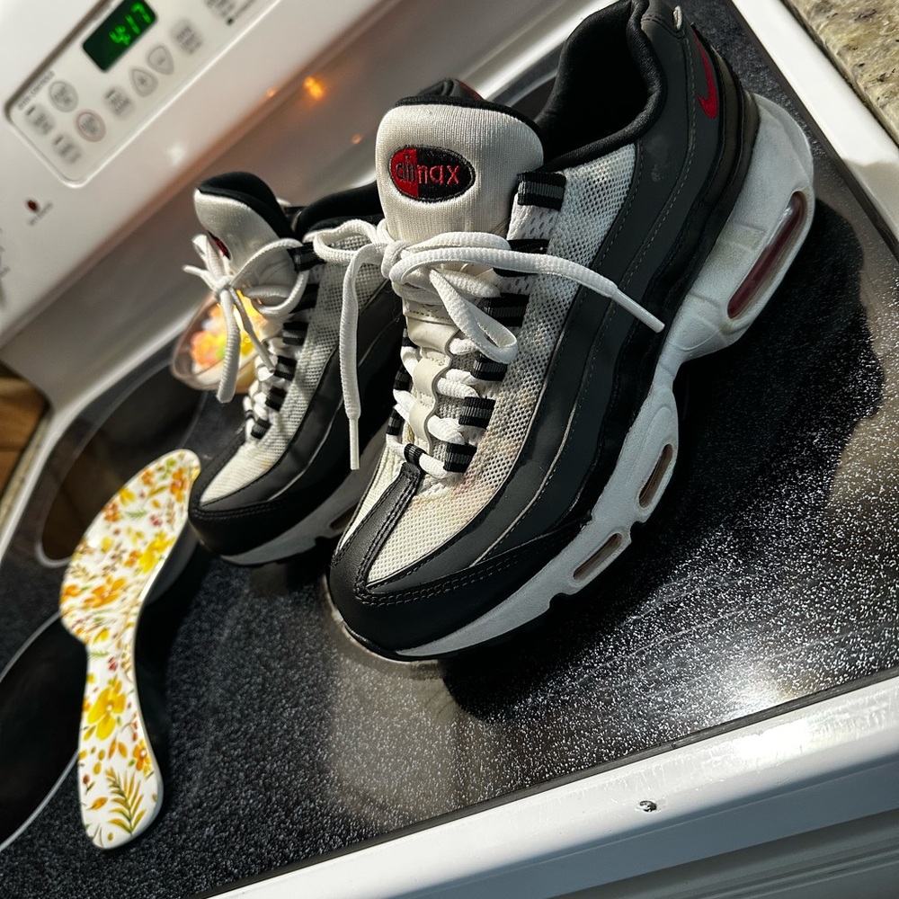 Nike Air Max 95 Black and White with Red Accents